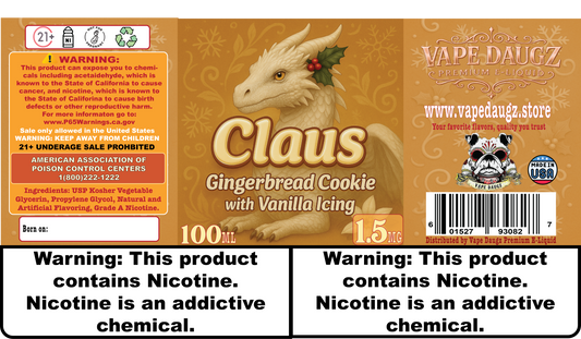 100ml: Dragon "Claus" Warm Gingerbread Cookie *Seasonal Flavor*