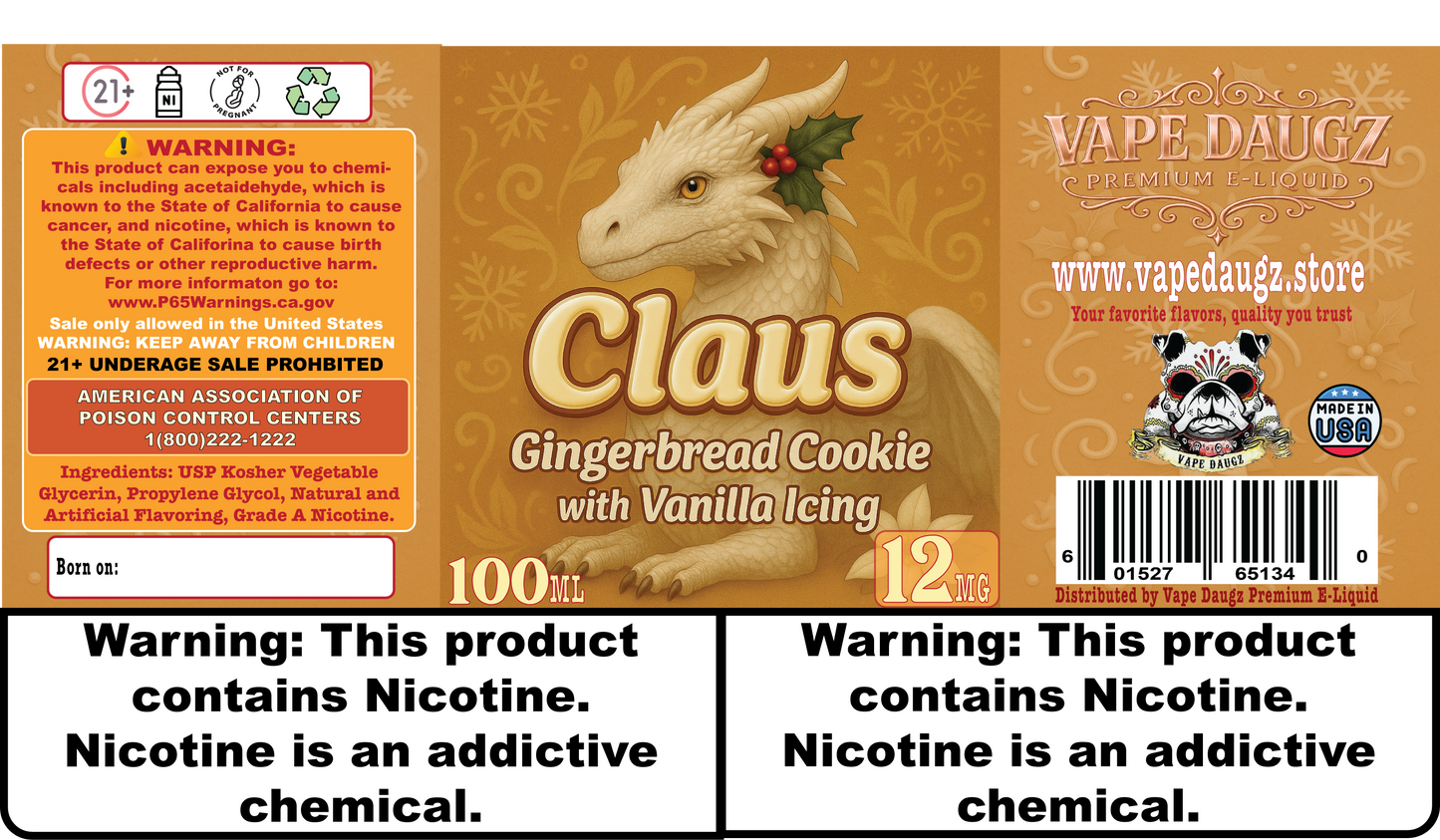 100ml: Dragon "Claus" Warm Gingerbread Cookie *Seasonal Flavor*