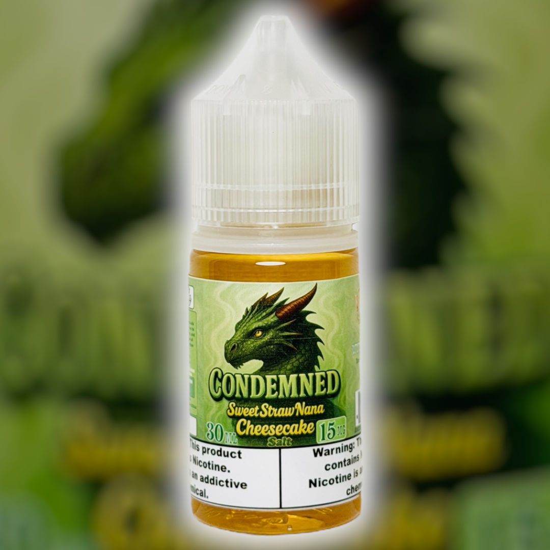 30ml Salt Nic: "Condemned" Sweet StrawNana Cheesecake