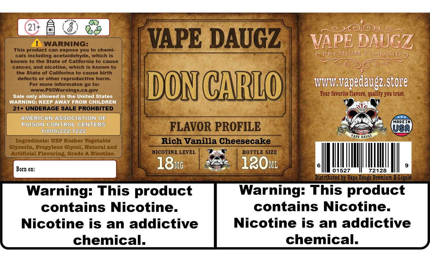 Mafia Line "Don Carlo" Vanilla Cheesecake Custard **Formerly #12**
