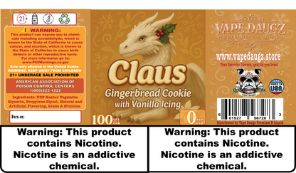 100ml: Dragon "Claus" Warm Gingerbread Cookie *Seasonal Flavor*