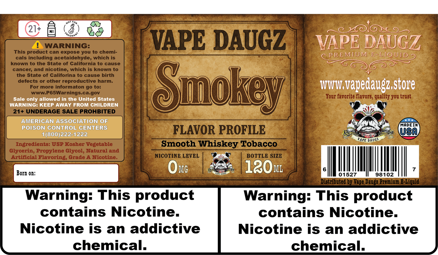 Mafia Line: "Smokey" 120ml Aged Whiskey Tobacco