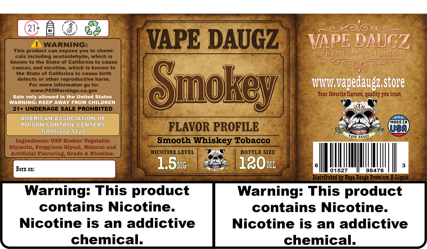 Mafia Line: "Smokey" 120ml Aged Whiskey Tobacco