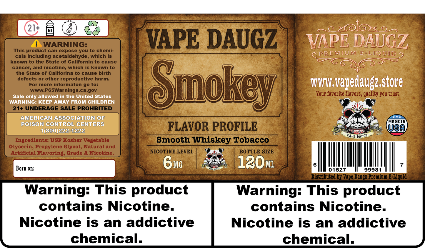 Mafia Line: "Smokey" 120ml Aged Whiskey Tobacco