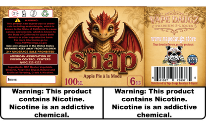 100ml: "Snap" Dragon: Warm Apple Pie a la Mode **NEW**